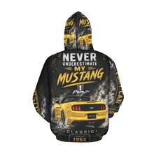 Load image into Gallery viewer, Yellow Mustang Tee — Vintage Muscle Car Men's All Over Print Hoodie (USA Size)