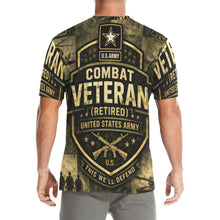 Load image into Gallery viewer, Men's All Over Print Crew Neck T-Shirt - Tribute Tee - United States Army Combat Veteran (Retired)