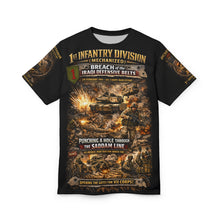 Load image into Gallery viewer, 1st Infantry Division Desert Storm All-Over Print Tee — Breaching Iraqi Defensive Lines