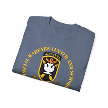 Load image into Gallery viewer, Unisex Ultra Cotton Tee - JFK Special Warfare Center - School SSI w Branch - Veteran wo Backgrnd
