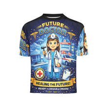 Load image into Gallery viewer, Little Kids' All Over Print Crew Neck T-Shirt - Young Patriot - Future Doctor - Female