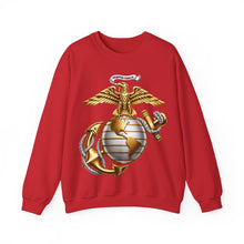 Load image into Gallery viewer, Crewneck Sweatshirt — Gold Eagle Globe & Anchor Graphic (Semper Fidelis)