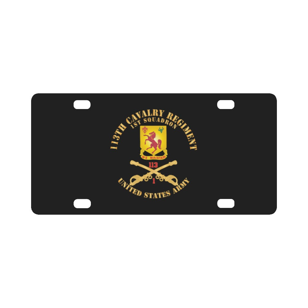 113th Cavalry Regiment - Cav Br - DUI - 1st Squadron w Red Regt Txt X 300 Classic License Plate