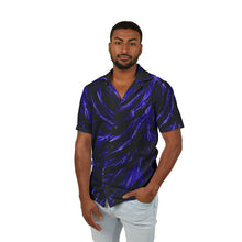 Load image into Gallery viewer, Men's Hawaiian Camp Shirt — Futuristic zebra with neon glow