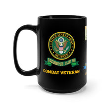 Load image into Gallery viewer, Black Mug 15oz - Retired - SFC - 11B40X with Multiple Medal Awards, Service Ribbons, Drill Sgt Badge
