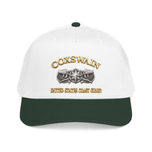 Load image into Gallery viewer, Mid Profile Baseball Cap - USCG - Coxswain w txt - Gold - 3D - Enhanced