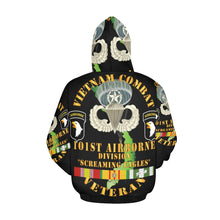 Load image into Gallery viewer, Men's All Over Print Hoodie (USA Size) (Model H13) - Army - Vietnam Combat Veteran w 101st Airborne Div w JM - V1 X 300