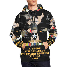 Load image into Gallery viewer, Army - Korea Map - 2nd Infantry Div - C Trp, 4th Sqdr, 7th Cav (Air Cav) w AC - SVC X 300 Men's All Over Print Hoodie (USA Size) (Model H13)