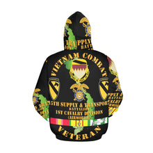 Load image into Gallery viewer, Men's All Over Print Hoodie (USA Size) (Model H13) - Vietnam Combat Cavalry Veteran w 15th Supply & Transport Bn - 1st Cav Div
