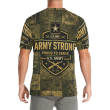 Load image into Gallery viewer, Men's All Over Print Crew Neck T-Shirt - Tribute Tee - United States Army Strong - Proud to Serve AOP