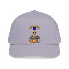 Load image into Gallery viewer, Mid Profile Baseball Cap - Vietnam War Purple Heart Medal w VN SVC - with Vietnam Scene - 3D - Transparent