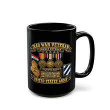 Load image into Gallery viewer, Black Mug (15oz) - Army - Iraq War Veteran - Ribbon Bar - Map - SSI - 3rd Infantry Division - 3D - Enhanced