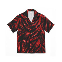 Load image into Gallery viewer, Men's Hawaiian Camp Shirt — Bold zebra stripe in fiery red