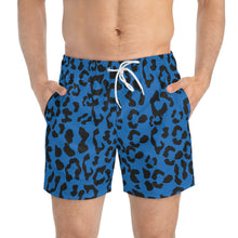 Load image into Gallery viewer, Swim Trunks - Leopard Camouflage - Blue-Black