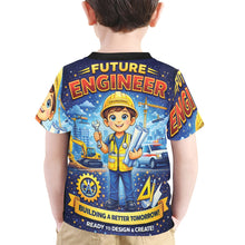 Load image into Gallery viewer, Little Kids' All Over Print Crew Neck T-Shirt - Young Patriot - Future Engineer Male