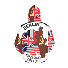 Load image into Gallery viewer, Men's All Over Print Hoodie (USA Size) (Model H13) - Berlin - Checkpoint Charlie - Round - Bright