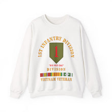 Load image into Gallery viewer, Crewneck Sweatshirt - Army - SSI - 1st Infantry Division - Big Red One - Vietnam Veteran w VN SVC Bar X 300