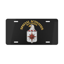 Load image into Gallery viewer, License Plate - Special Activities Division - COA - Central Intelligence Agency - 3D - Enhanced