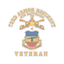 Load image into Gallery viewer, Kiss-Cut Stickers - 4th Battalion 73rd Armor Regiment - Veteran W DUI wo At War - Br X 300