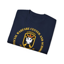 Load image into Gallery viewer, Unisex Ultra Cotton Tee - JFK Special Warfare Center - School SSI w Branch - Veteran wo Backgrnd