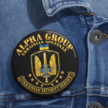 Load image into Gallery viewer, Custom Pin Buttons - Ukraine - Alpha Group - Ukrainian Spetsnaz - 3D - Enhanced