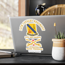 Load image into Gallery viewer, Kiss-Cut Vinyl Decals - Army - 14th Cavalry Regiment w Cav Br - 2nd Squadron - Operation Iraqi Freedom - 2004 - 2005 - Red Txt X 300