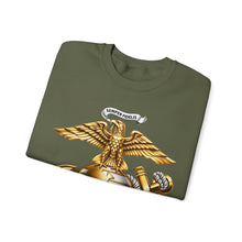 Load image into Gallery viewer, Crewneck Sweatshirt — Gold Eagle Globe & Anchor Graphic (Semper Fidelis)