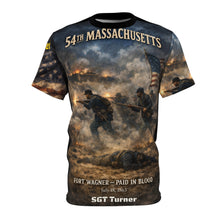Load image into Gallery viewer, All-Over Print Tee - 54th Massachusetts - Fort Wagner - Paid for in Blood - SGT Turner