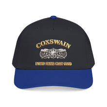 Load image into Gallery viewer, Mid Profile Baseball Cap - USCG - Coxswain w txt - Gold - 3D - Enhanced