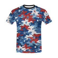 Load image into Gallery viewer, Distressed American Flag Camo Pattern Men's All Over Print Crew Neck T-Shirt