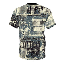 Load image into Gallery viewer, Unisex Cut & Sew Tee (AOP) - Urban Life - Modern City - Seamless pattern with newspaper and urban style