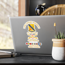 Load image into Gallery viewer, Kiss-Cut Vinyl Decals - Army - 14th Cavalry Regiment w Cav Br - 4th Squadron - OIF - 2005-2006 - Red Txt Cbt Vet w IRAQ SVC X 300