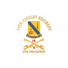 Load image into Gallery viewer, Kiss-Cut Vinyl Decals - Army - 14th Cavalry Regiment w Cav Br - 4th Squadron - Red Txt X 300