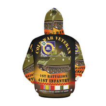 Load image into Gallery viewer, Men's All Over Print Hoodie (USA Size) (Model H13) - Cold War Vet - 1st Bn 41st Infantry - M113 APC w COLD SVC