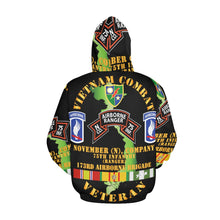 Load image into Gallery viewer, Men's All Over Print Hoodie (USA Size) (Model H13) - Vietnam Combat Veteran - N Co 75th Inf Ranger - 173rd Abn Bde