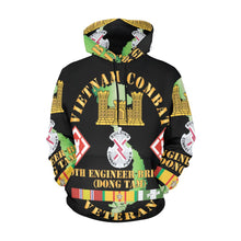 Load image into Gallery viewer, Men's All Over Print Hoodie (USA Size) (Model H13) - Vietnam Combat Veteran w 20th Engineer Brigade SSI - Dong Tam