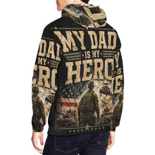 Load image into Gallery viewer, AOP Hoodie - My dad is my hero Men's All Over Print Hoodie (USA Size) (Model H13)