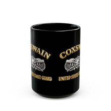 Load image into Gallery viewer, Black Mug (15oz) - USCG - Coxswain w txt - Gold - 3D - Enhanced