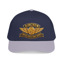 Load image into Gallery viewer, Mid Profile Baseball Cap - USCG - Aircrew Badge w txt - 3D - Enhanced