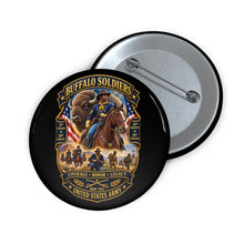 Load image into Gallery viewer, Custom Pin Buttons - Overall Buffalo Soldiers Tribute - 3D - Enhanced