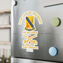 Load image into Gallery viewer, Kiss-Cut Vinyl Decals - Army - 14th Cavalry Regiment w Cav Br - 2nd Squadron - Operation Iraqi Freedom - 2010 - Red Txt X 300