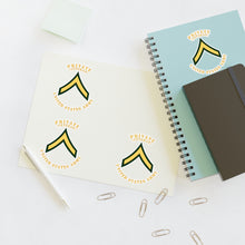 Load image into Gallery viewer, Military Sticker Sheets, Army Rank - Private E2. Army with Text Stickers, Military Decals, Military Scrapbooking, Military Planner Accessories,