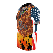 Load image into Gallery viewer, Unisex Cut & Sew Tee (AOP) - Ranger Regiment at War with Flag