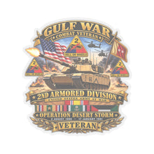 Load image into Gallery viewer, Kiss-Cut Stickers - Army - Desert Storm - 2nd Armored Div - Combat Vereran Veteran w GULF SVC - 3D - Enhanced