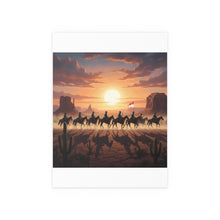 Load image into Gallery viewer, Indoor and Outdoor Silk Posters - 10th Cavalry on Patrol in the sunset w 10th Cav Guidon