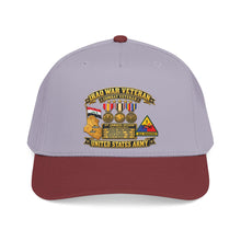 Load image into Gallery viewer, Mid Profile Baseball Cap - Army - Iraq War Veteran - Ribbon Bar - Map - SSI - 1st Armored Division - 3D - Enhanced