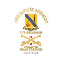 Load image into Gallery viewer, Kiss-Cut Vinyl Decals - Army - 14th Cavalry Regiment w Cav Br - 2nd Squadron - Operation Iraqi Freedom - 2004 - 2005 - Red Txt X 300