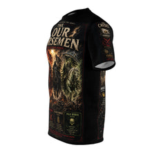 Load image into Gallery viewer, The Four Horsemen of the Apocalypse from the Book of Revelation Tribute Tee — Revelation Chapter 6