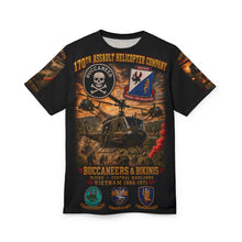 Load image into Gallery viewer, 170th Assault Helicopter Company Tribute Tee — "Bikinis & Buccaneers Into the Fire"- Vietnam Air Warriors