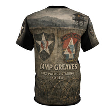 Load image into Gallery viewer, Camp Greaves Korea All-Over Print Tee — "Guarding the DMZ Border"